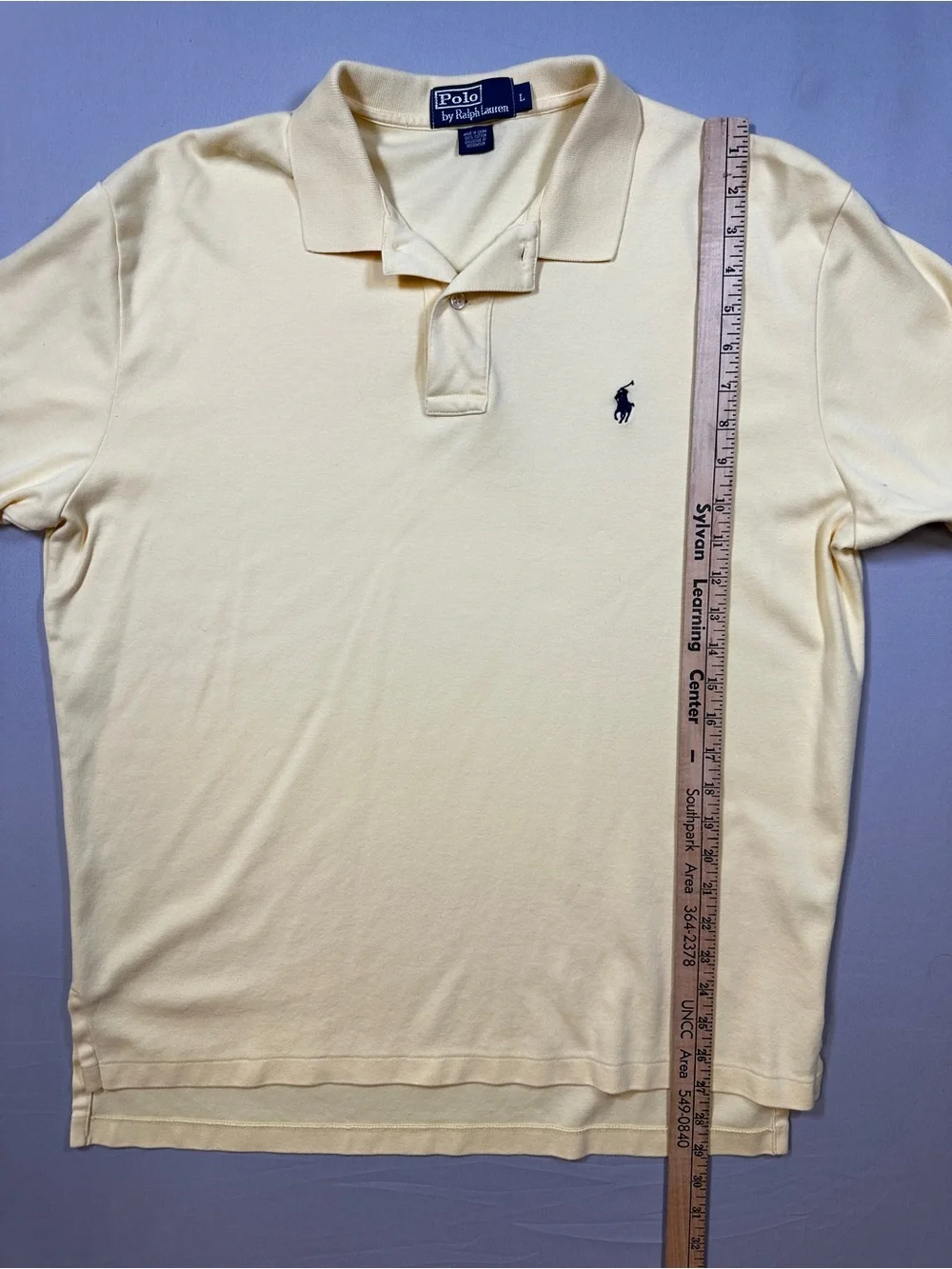 Polo Ralph Lauren Men’s Yellow Polo with Navy Pony Logo Size L